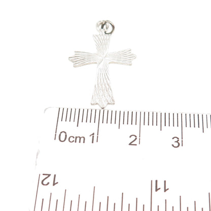 925 Sterling Silver Vintage Diamond-Cut Cross Charm Pendant