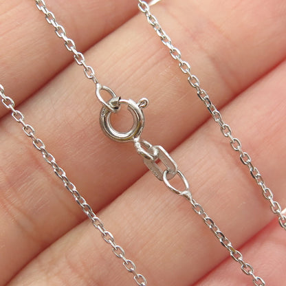 925 Sterling Silver Italy Pave C Z Letter "H" Initial Cable Chain Necklace 16"