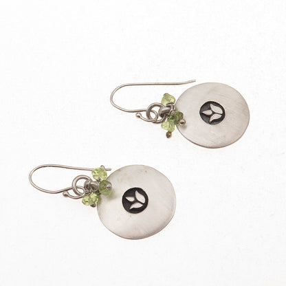 Satya 925 Sterling Silver Vintage Real Peridot Tulip Oxidized Dangle Earrings