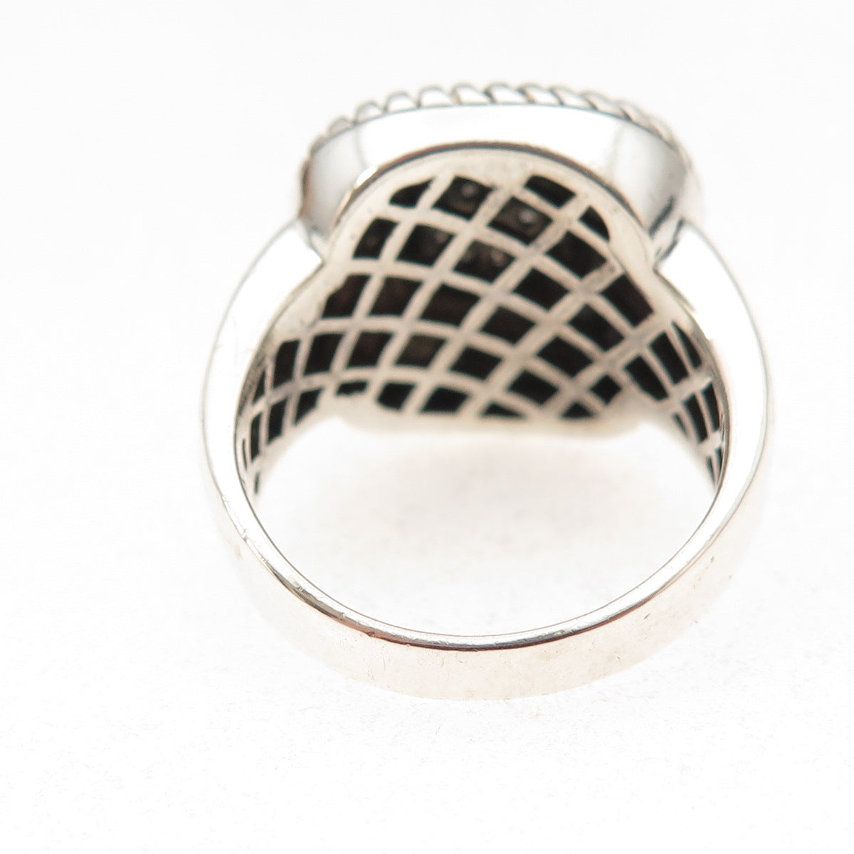Town & Country 925 Sterling Silver 14K Gold Real Diamond Oxidized Ring Size 8.25