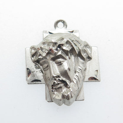 JOBYN 925 Sterling Silver Antique Art Deco Jesus Cross Religious Pendant