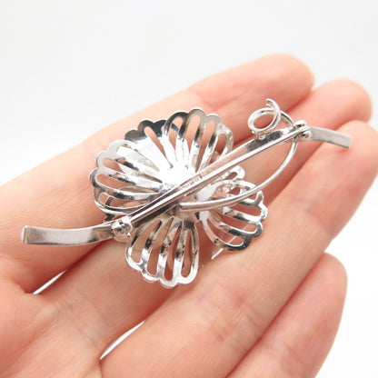 925 Sterling Silver Vintage Forstner Floral Pin Brooch