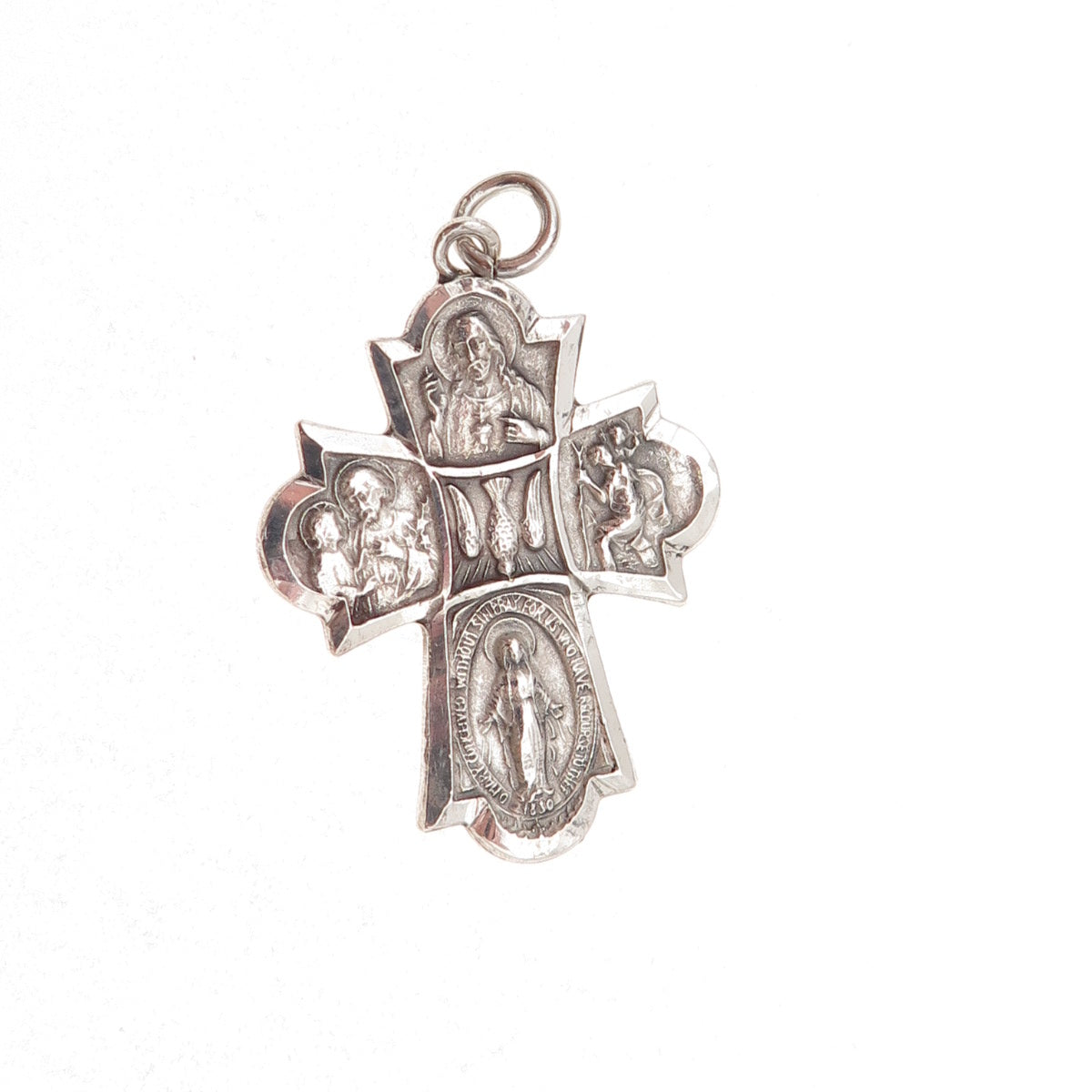 925 Sterling Silver Antique Art Deco 4-Way Cross Religious Charm Pendant