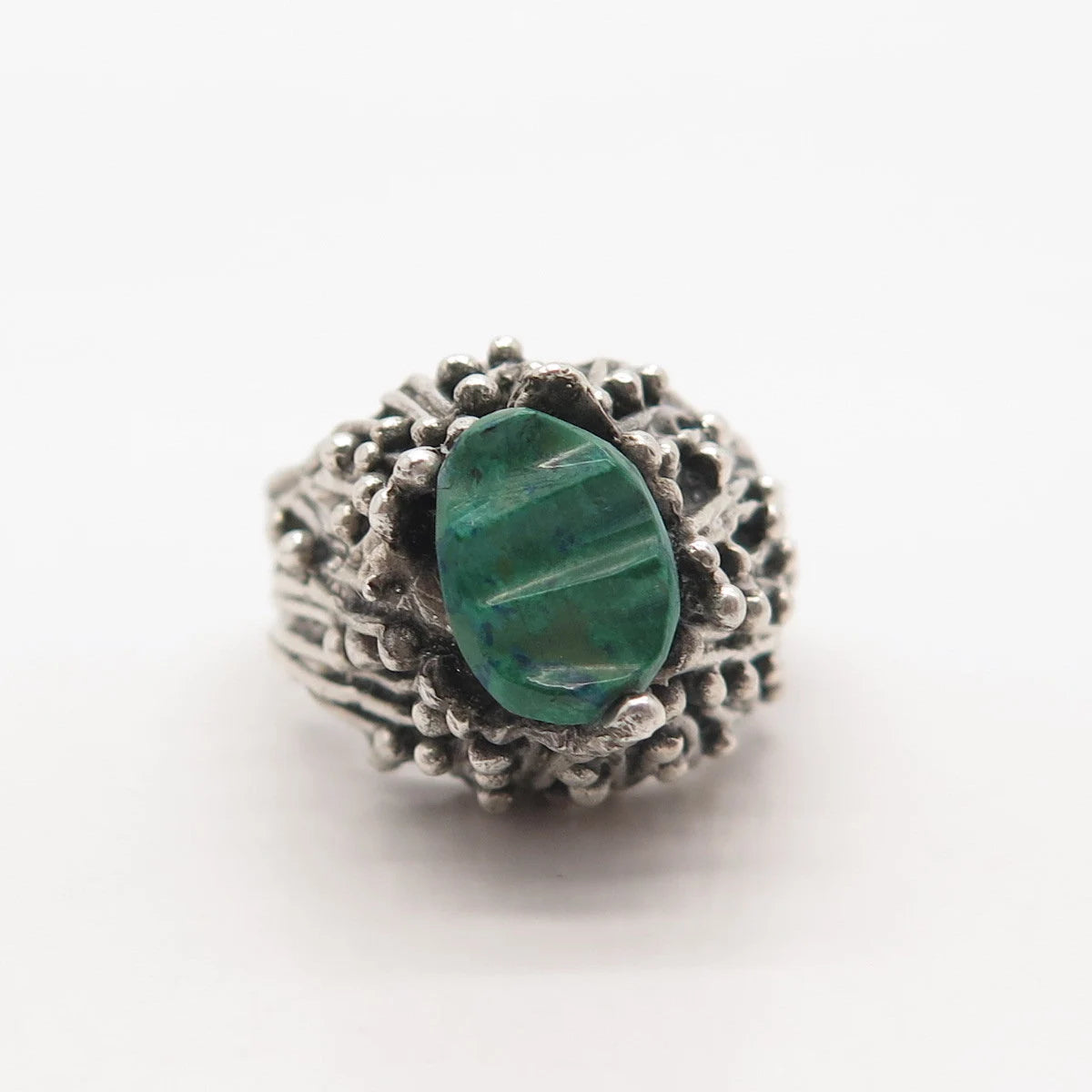 925 Sterling Silver Vintage Real Azurite Gemstone Ring Size 8.5