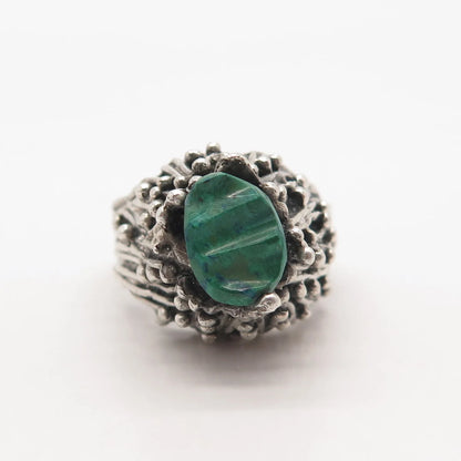 925 Sterling Silver Vintage Real Azurite Gemstone Ring Size 8.5