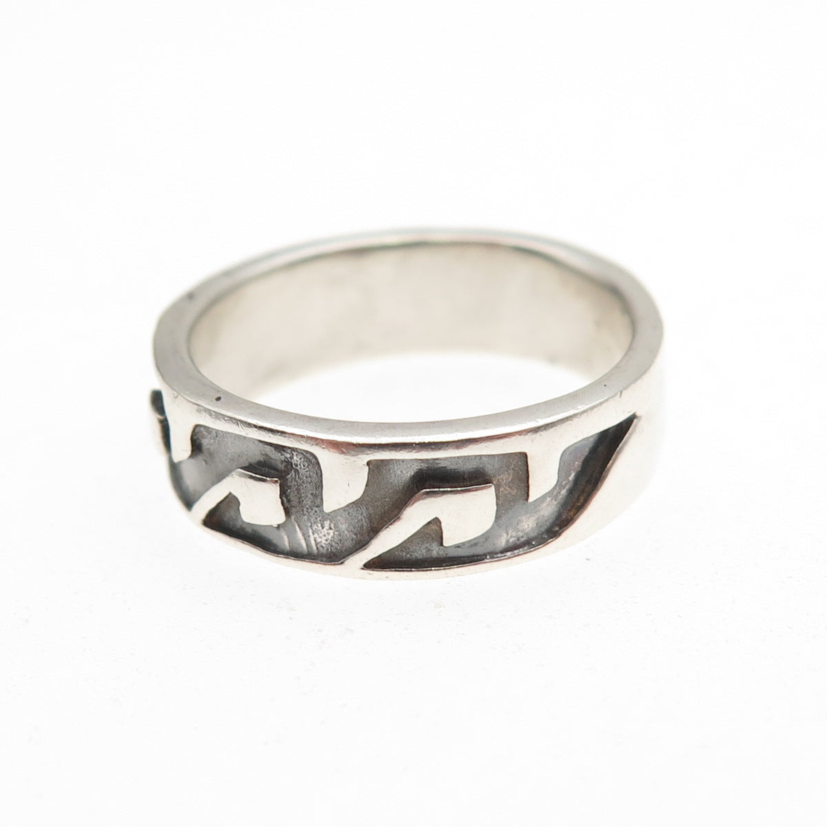 925 Sterling Silver Vintage Wave Oxidized Band Ring Size 6.5
