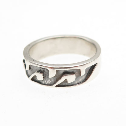 925 Sterling Silver Vintage Wave Oxidized Band Ring Size 6.5