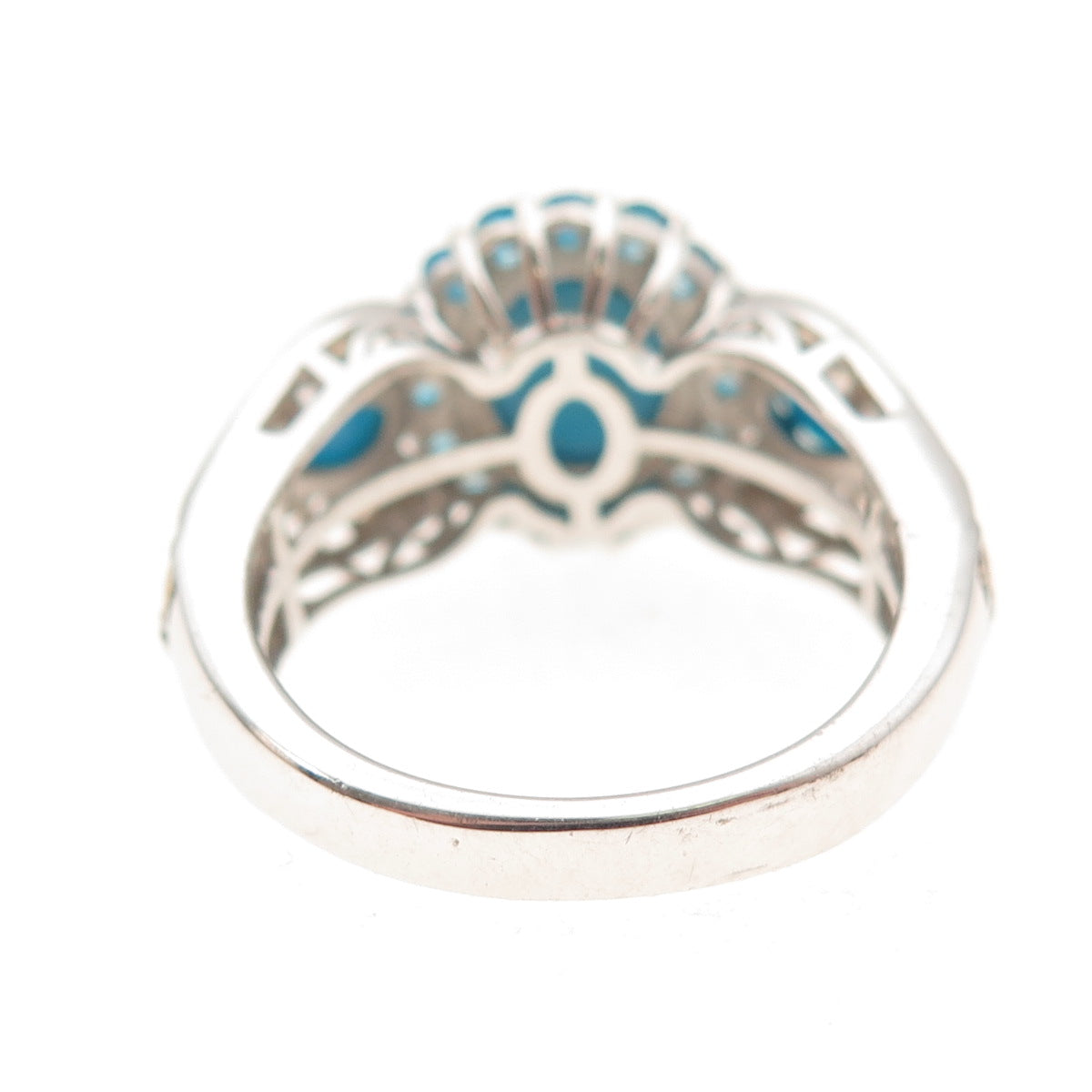 Chuck Clemency 925 Sterling Silver 2-Tone Real Turquoise Apatite Ring Size 8.25