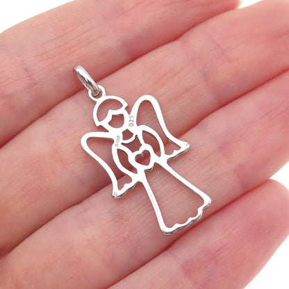 925 Sterling Silver Guardian Angel Charm Pendant