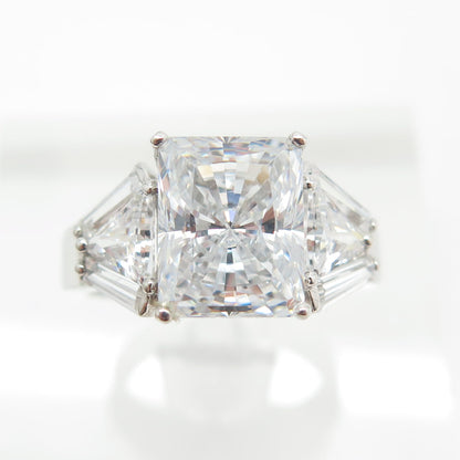 925 Sterling Silver Radiant & Tapered Baguette-Cut Shaped C Z Ring Size 7