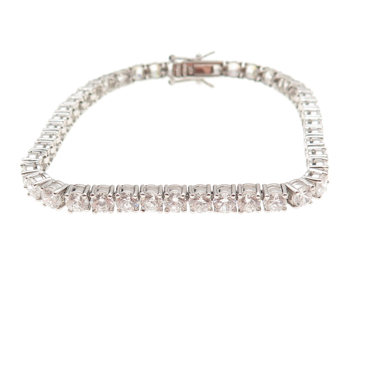 Ross Simons 925 Sterling Silver Round-Cut C Z Tennis Link Bracelet 7.5"
