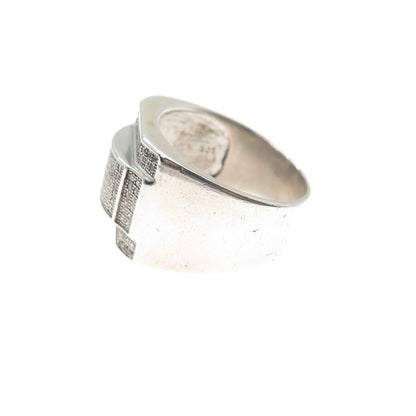 925 Sterling Silver Round-Cut C Z Modernist Ring Size 10.25