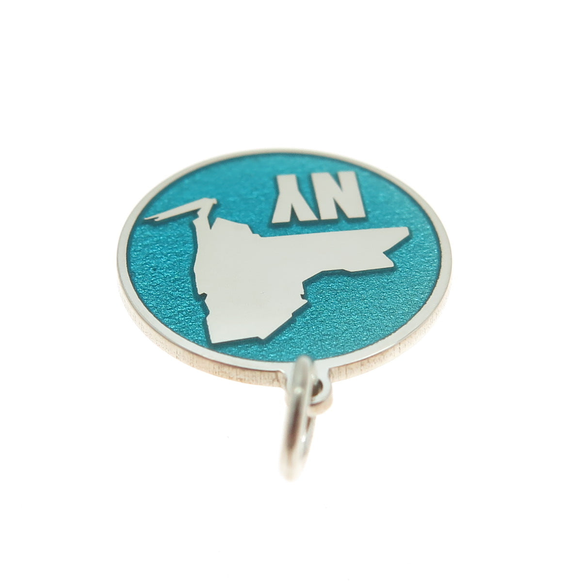 925 Sterling Silver Turquoise Enamel New York State Map Minimalist Charm Pendant