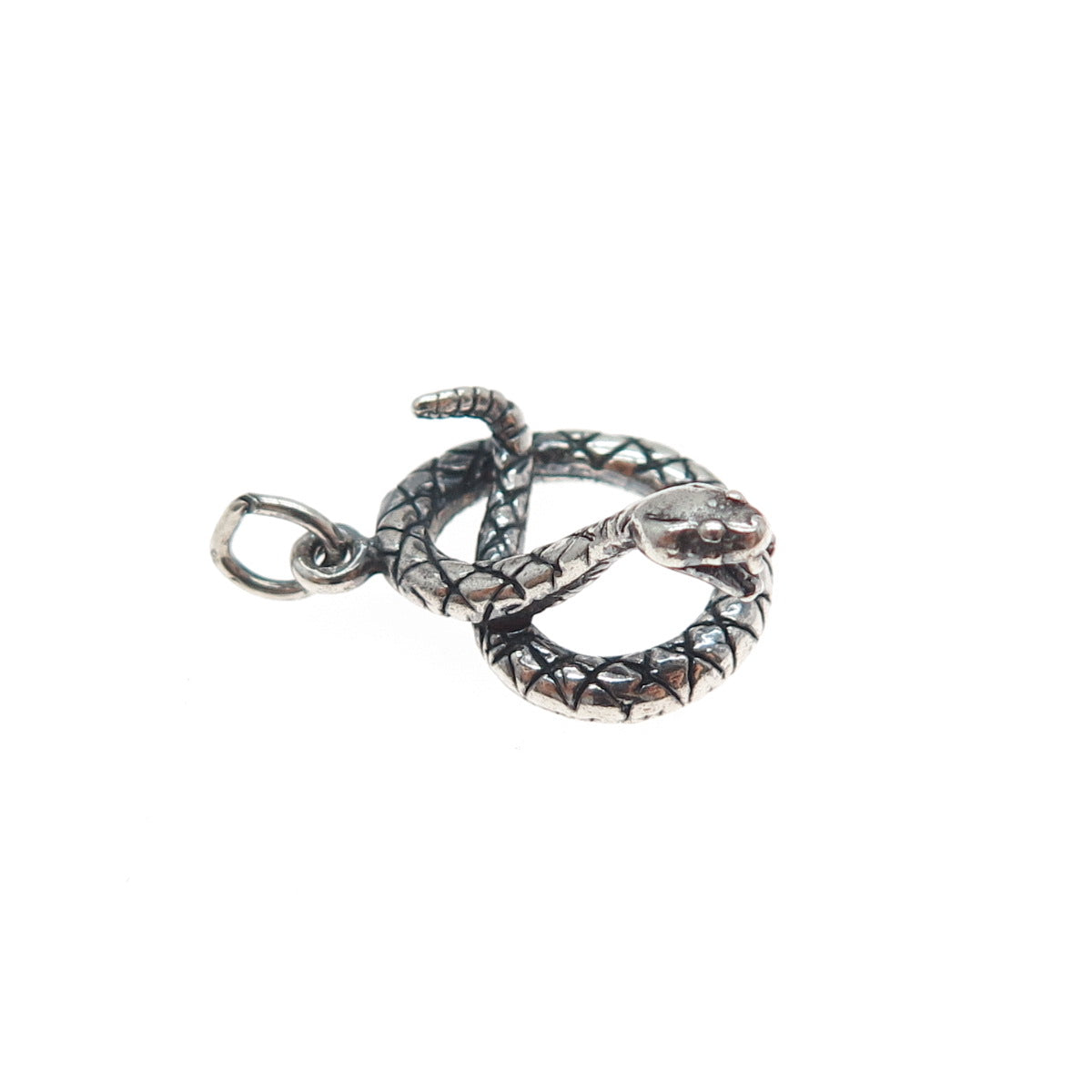 925 Sterling Silver Vintage Snake Oxidized Minimalist Charm Pendant