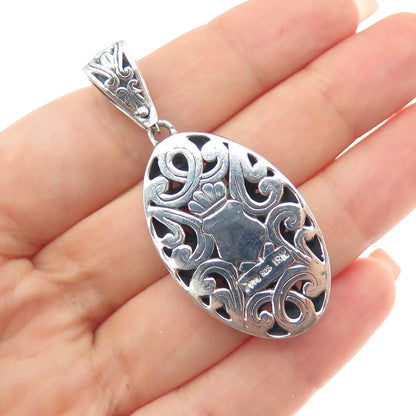 925 Sterling Silver 18K Gold Vintage Ornate Cross Oxidized Charm Pendant