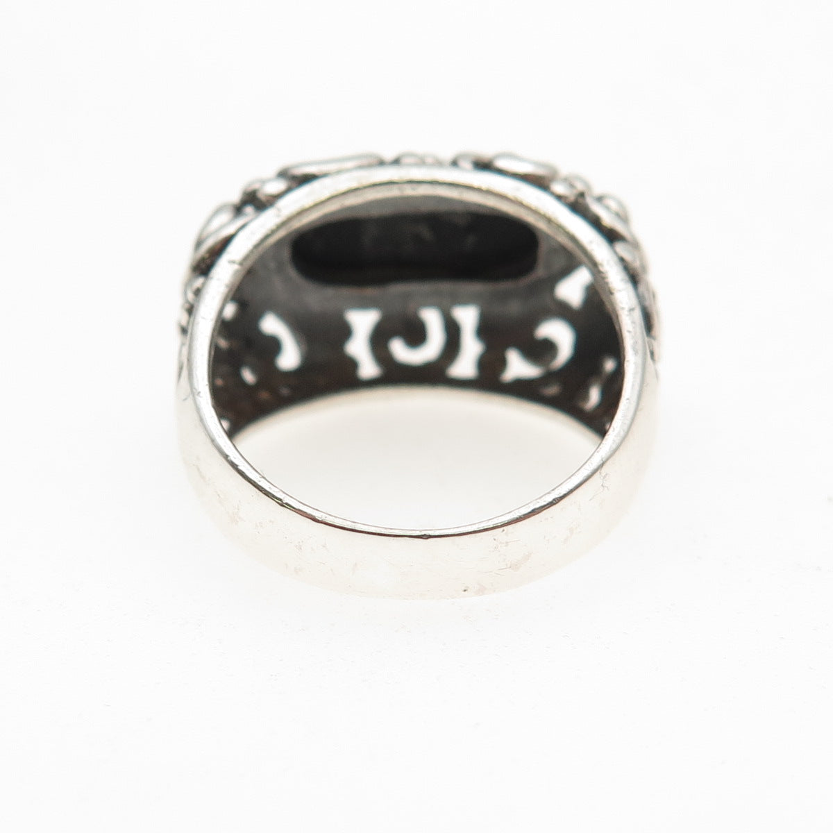 Sidney Evan 925 Sterling Silver Vintage Real Black Onyx Spiral Ring Size 7