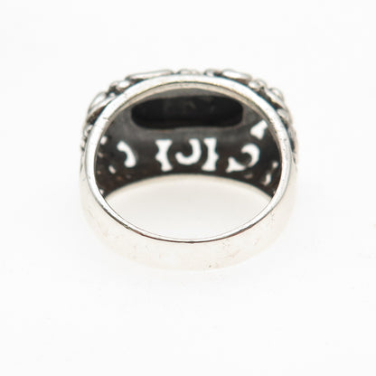Sidney Evan 925 Sterling Silver Vintage Real Black Onyx Spiral Ring Size 7