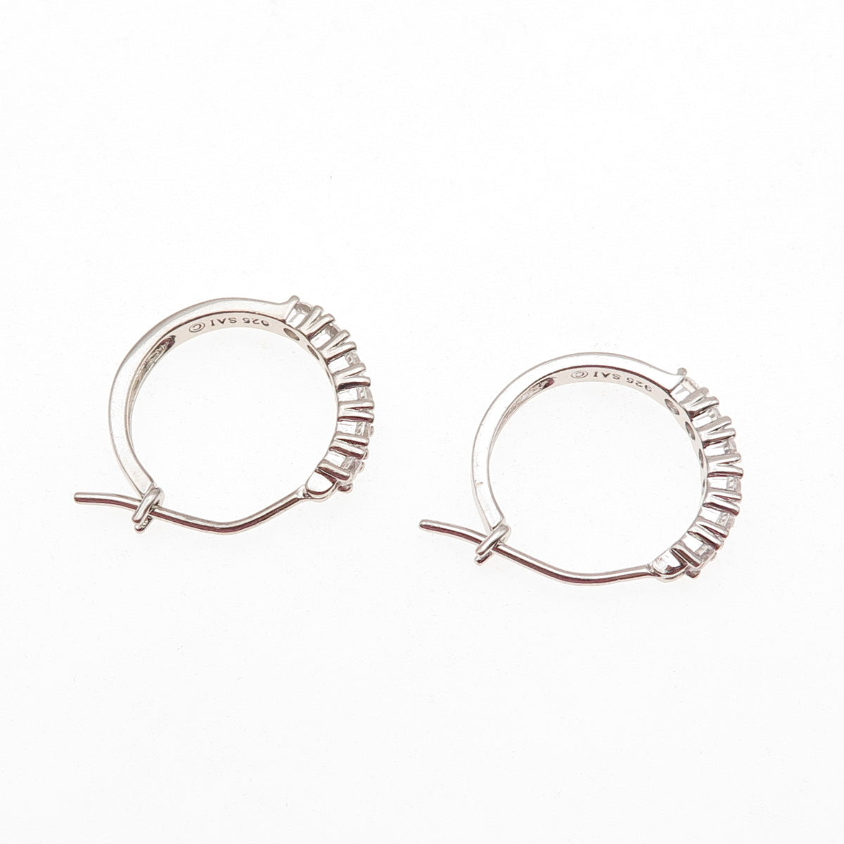 Sai 925 Sterling Silver Round-Cut C Z Hoop Earrings