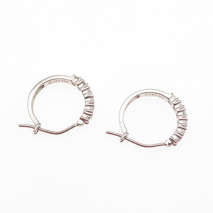 Sai 925 Sterling Silver Round-Cut C Z Hoop Earrings