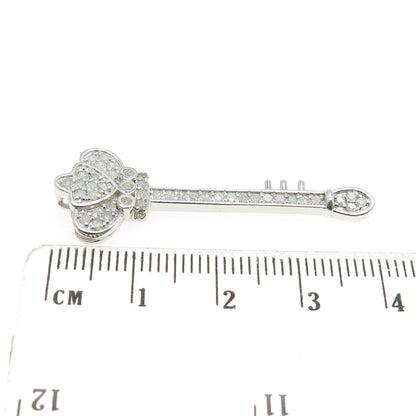 925 Sterling Silver Real Round-Cut Diamond Royal Key Slide Pendant