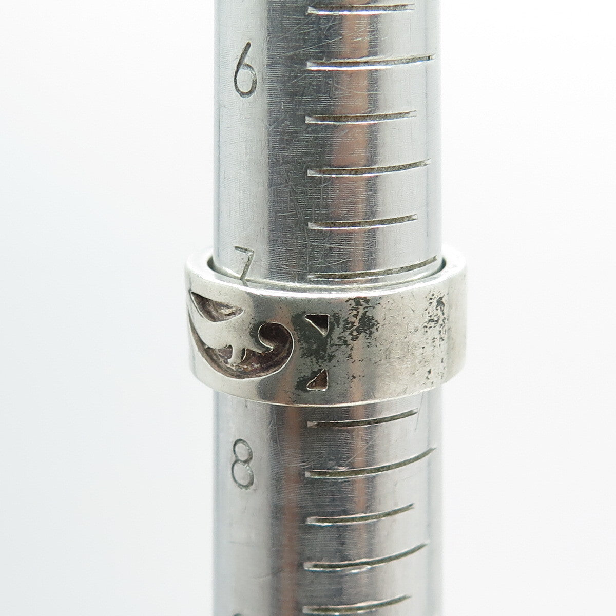 THE KISS 925 Sterling Silver Vintage Scroll Band Ring Size 7.75