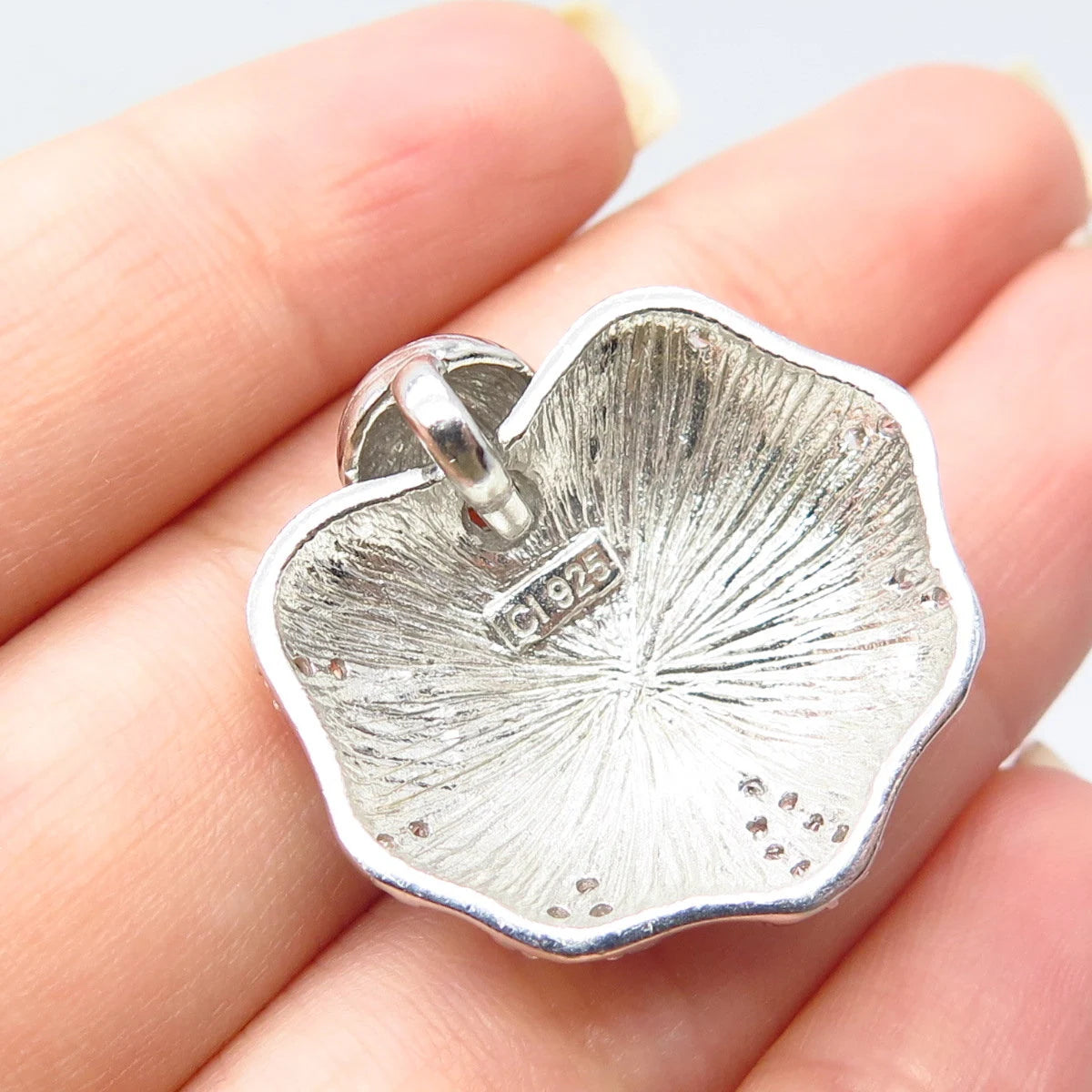 925 Sterling Silver Vintage C Z Ornate Pendant