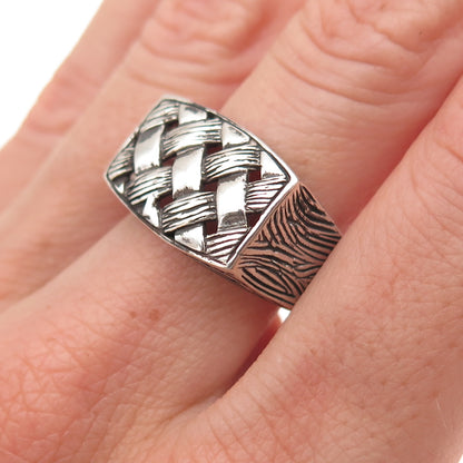 925 Sterling Silver Vintage Woven Oxidized Ring Size 8.75