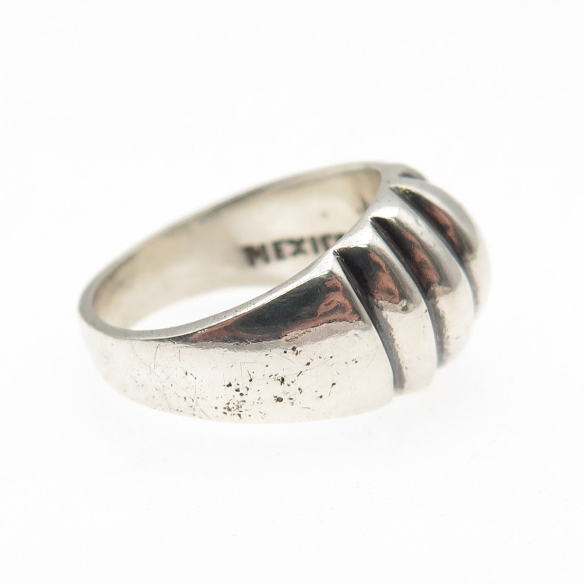 925 Sterling Silver Vintage Mexico Modernist Oxidized Ring Size 6.75