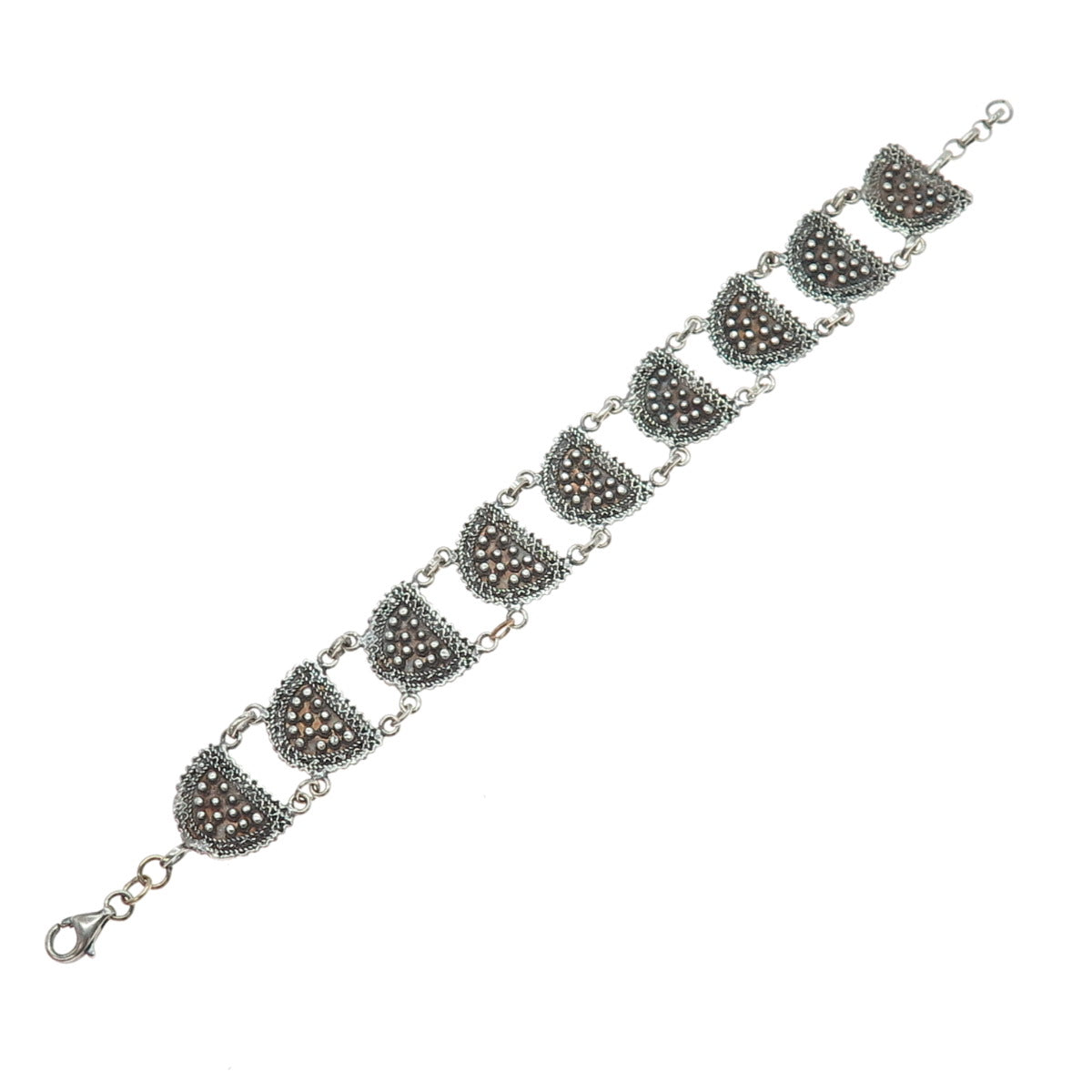 MARCELLO FONTANA 925 Sterling Vintage Italy Modernist Oxidized Bracelet 7-7.75"