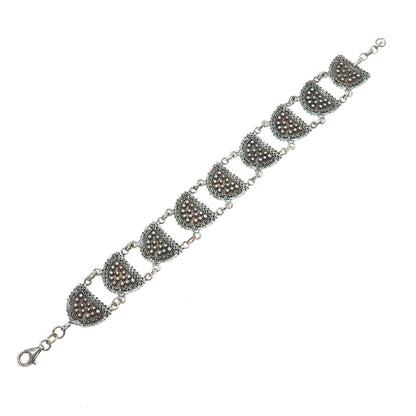 MARCELLO FONTANA 925 Sterling Vintage Italy Modernist Oxidized Bracelet 7-7.75"