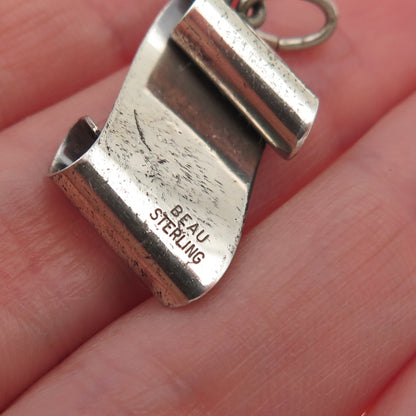 Beau 925 Sterling Silver Vintage Diploma Oxidized Charm Pendant