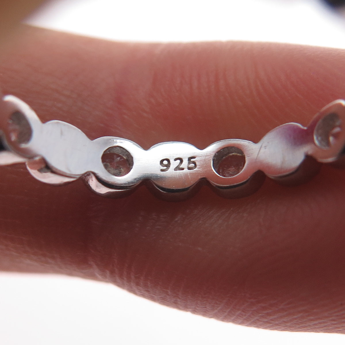 925 Sterling Silver Enamel & C Z Evil's Eye All Around Band Ring Size 7