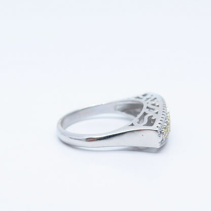 925 Sterling Silver Pave C Z Bar Ring Size 7.75