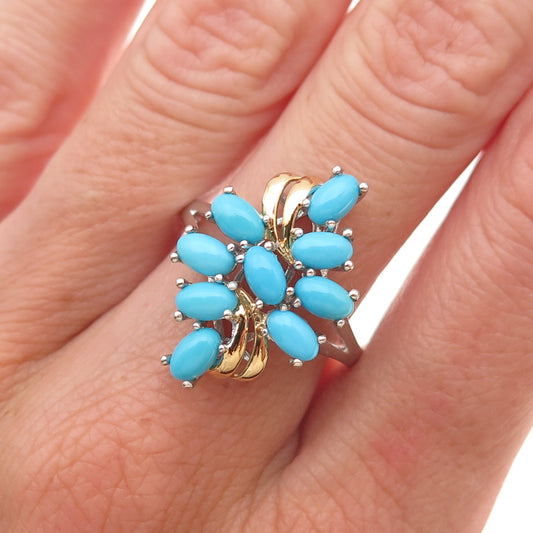 Chuck Clemency 925 Sterling 2-Tone Real Sleeping Beauty Turquoise Ring Size 8.25