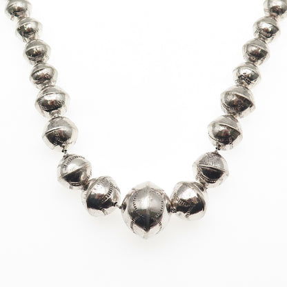 Old Pawn 925 Sterling Silver Vintage Navajo Pearls Graduated Beaded Necklace 22"