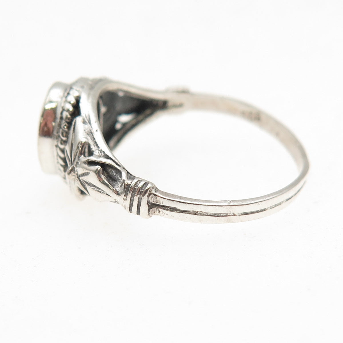 925 Sterling Silver Vintage Real Black & White Onyx Yin Yang Ring Size 9.25