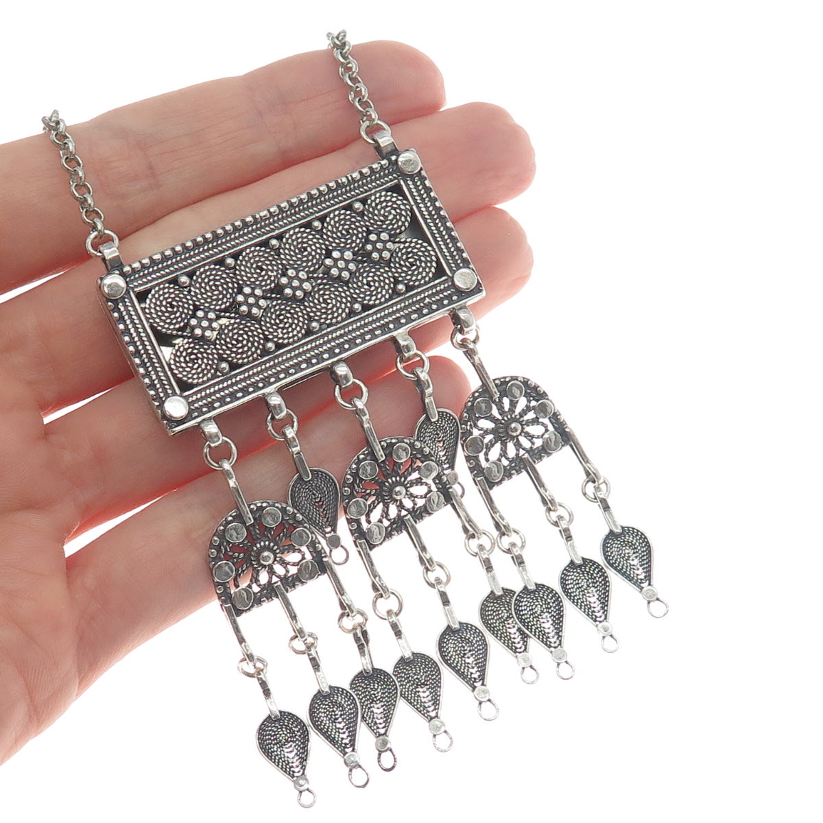 AZRIEL DAVID 925 Sterling Silver Vintage Locket Oxidized Rolo Chain Necklace 20"