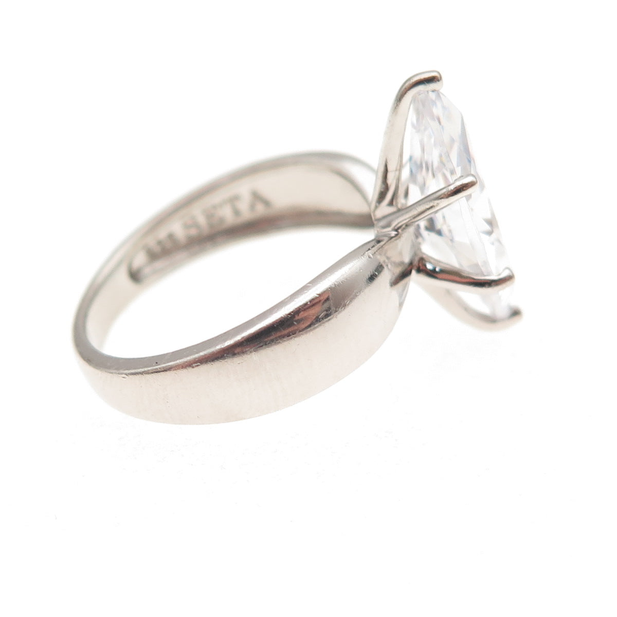 Seta 925 Sterling Silver Vintage Marquise-Cut C Z Engagement Ring Size 5
