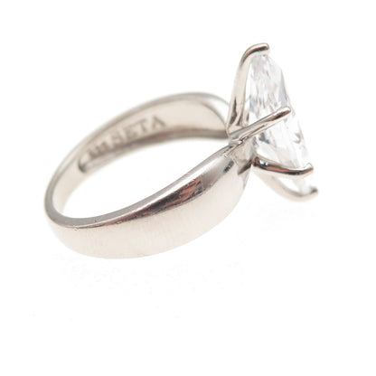 Seta 925 Sterling Silver Vintage Marquise-Cut C Z Engagement Ring Size 5