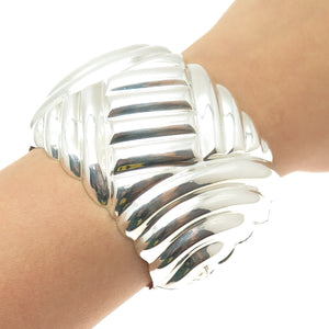 BAYANIHAN 925 Sterling Silver Vintage Modernist Heavy 154.2g Bangle Bracelet 7"