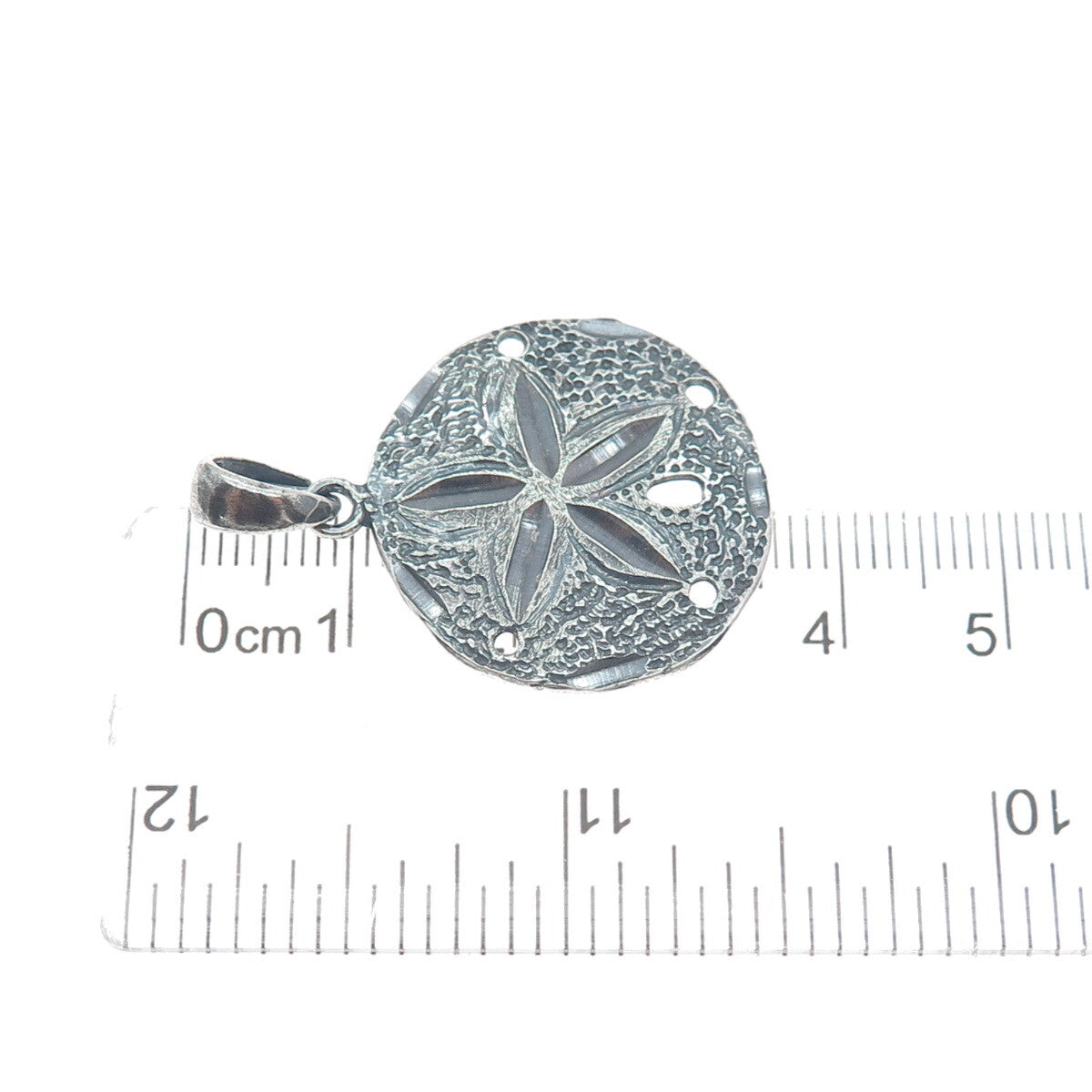 925 Sterling Silver Vintage Sand Dollar Oxidized Round Pendant