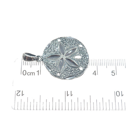 925 Sterling Silver Vintage Sand Dollar Oxidized Round Pendant