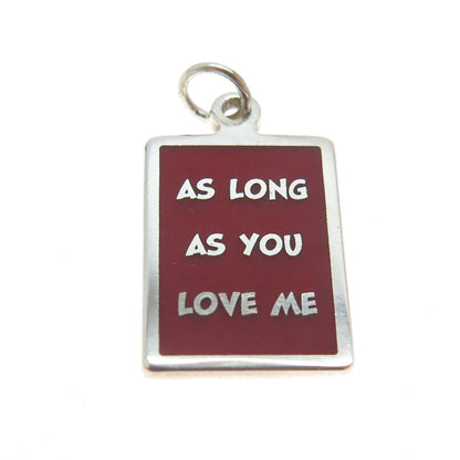 925 Sterling Silver Red Enamel "As Long As You Love Me" Minimalist Charm Pendant