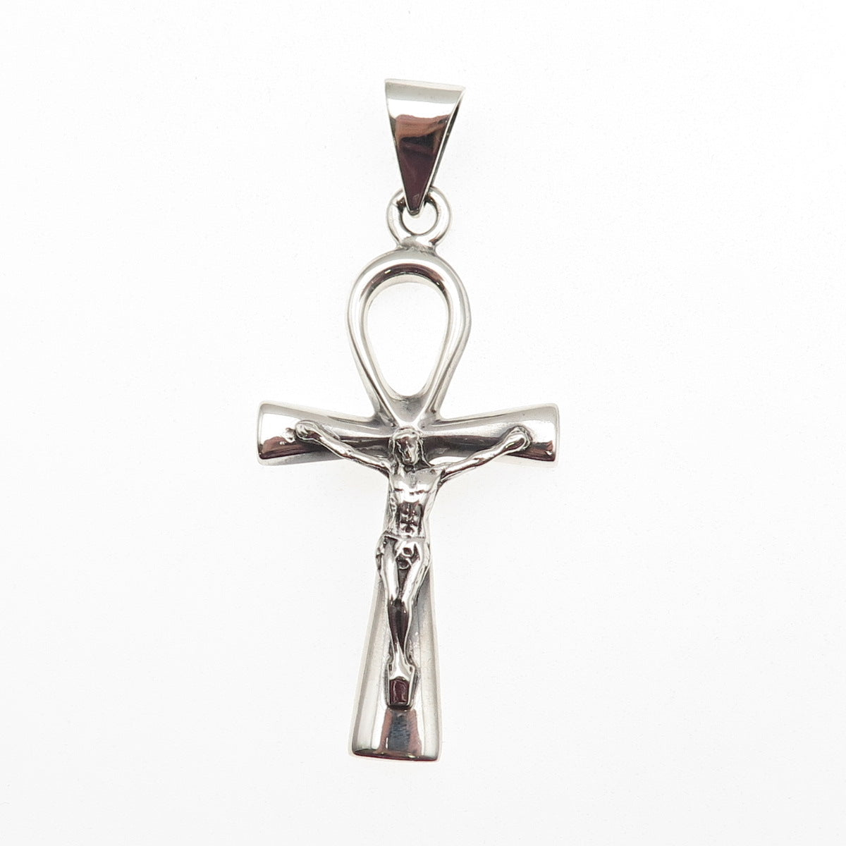 925 Sterling Silver Vintage Egyptian Ankh Crucifix Cross Charm Pendant