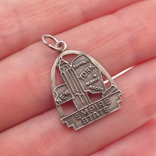 Fort Inc. 925 Sterling Silver Vintage Empire State NY Mini Charm Pendant