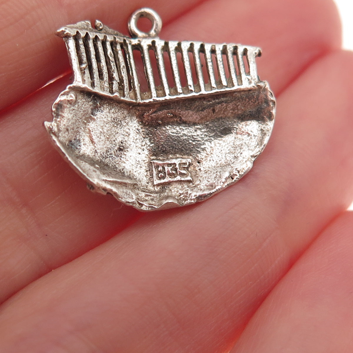835 Silver Vintage Parthenon Oxidized Charm Pendant