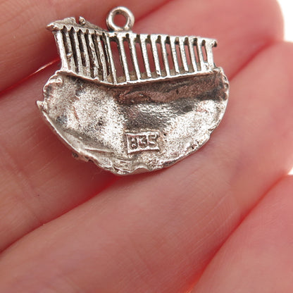 835 Silver Vintage Parthenon Oxidized Charm Pendant