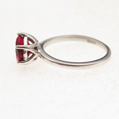 Dazzlers 925 Sterling Silver Vintage Real Round-Cut Red Garnet Ring Size 6