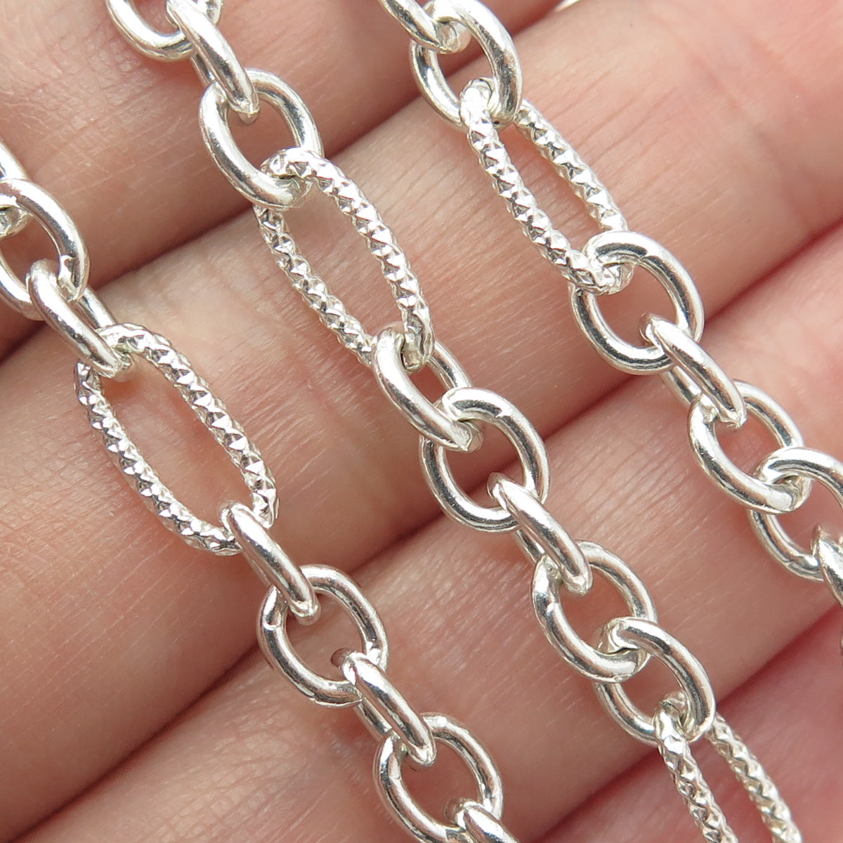 925 Sterling Silver Vintage Figaro Chain Necklace 16"