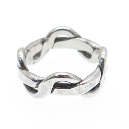 925 Sterling Silver Vintage Infinity Band Oxidized Ring Size 8